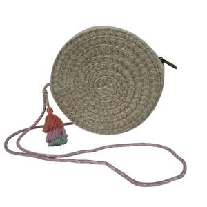 Carter's Girls Kids Woven Straw Round Wicker Crossbody Bag